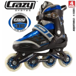 Crazy - 308 Adjustable Inline Skate (Pink Or Blue) -Roller Sports Carzy308Blue