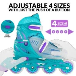 Crazy - 148 Adjustable Inline Skate - Teal Glitter 13 Crazy - 148 Adjustable Inline Skate - Teal Glitter -Roller Sports Crazy 148Teal 3
