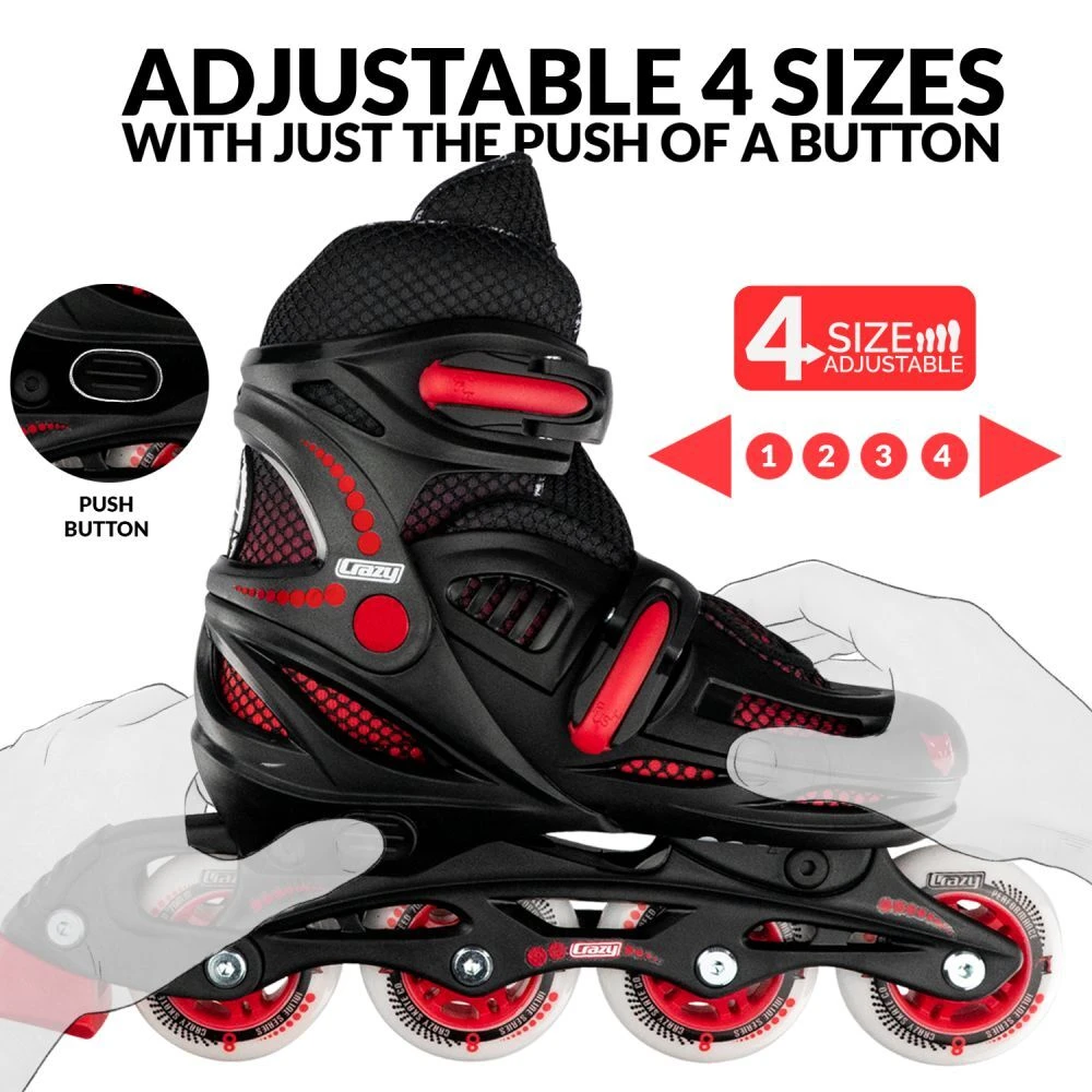 Crazy - 148 Adjustable Inline Skate - Black / Red 7 Crazy - 148 Adjustable Inline Skate - Black / Red - Image 5