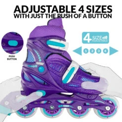 Crazy - 148 Adjustable Inline Skate - Purple Glitter -Roller Sports Crazy 148purple 4