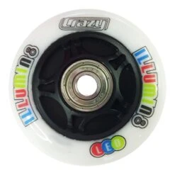 Crazy - Illumin8 Light Up LED Inline Wheel - White (coloured Lights) 5 Crazy - Illumin8 Light Up LED Inline Wheel - White (coloured Lights) -Roller Sports Crazy 72mmIlluminateWheel White