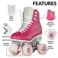 Crazy - Disco Glam - Retro Skates - Pink / Silver -Roller Sports Crazy DiscoGlam Pink Silver 3