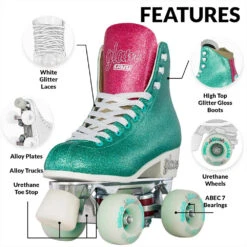 Crazy - Disco Glam - Retro Skates - Teal / Pink 9 Crazy - Disco Glam - Retro Skates - Teal / Pink -Roller Sports Crazy DiscoGlam Teal 3