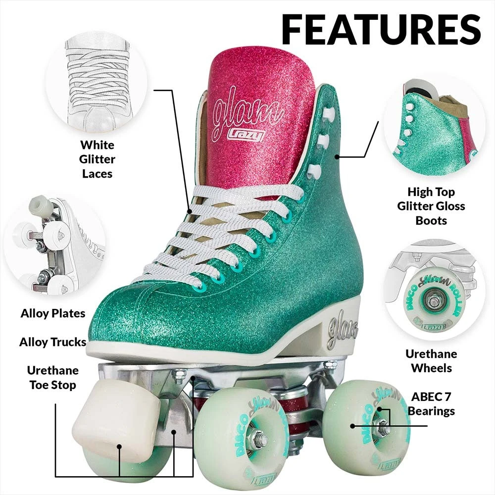 Crazy - Disco Glam - Retro Skates - Teal / Pink 6 Crazy - Disco Glam - Retro Skates - Teal / Pink - Image 4