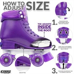 Crazy - Glitter Pop Adjustable Quad Skates - Purple -Roller Sports Crazy GlitterPop purple 4