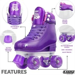 Crazy - Glitter Pop Adjustable Quad Skates - Purple -Roller Sports Crazy GlitterPop purple 5