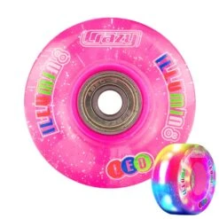 Crazy - Illumin8 LED Light Up Wheels (2-Pack) -Roller Sports Crazy IlluminateQuad PinkGlitter