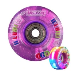 Crazy - Illumin8 LED Light Up Wheels (2-Pack) -Roller Sports Crazy IlluminateQuad PurpleGlitter