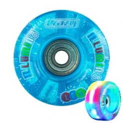 Crazy - Illumin8 LED Light Up Wheels (2-Pack) -Roller Sports Crazy IlluminateQuad TealGlitter
