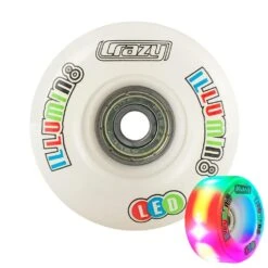 Crazy - Illumin8 LED Light Up Wheels (2-Pack) -Roller Sports Crazy IlluminateQuad White