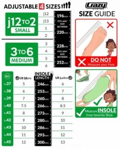 Crazy Retro Roller Skates - Adjustable -Roller Sports Crazy RETRO SizeGuide