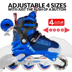 Crazy - 168 Adjustable Inline Skate - Blue -Roller Sports Crazy168 Blue adjust