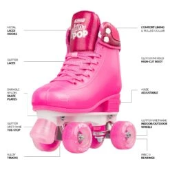 Crazy - Glitter Pop Adjustable Quad Skates - Pink -Roller Sports CrazyGlitterPOP Pink2