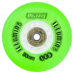 Crazy - Illumin8 Light Up LED Inline Wheel -Roller Sports CrazyIlluminateLEDInlineWheel Green 80mm