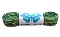 Derby Laces - Ultimate Waxed Laces -Roller Sports DerbyLaces Waxed BlackandLimeGreenStripe