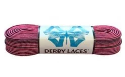 Derby Laces - Ultimate Waxed Laces -Roller Sports DerbyWaxedLaces BlackandHotPinkStripe