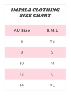 Impala - Classic Shorts -Roller Sports ImpalaClothingSizeChart