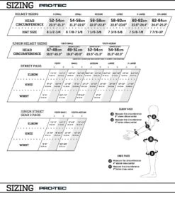 Protec Skate/Street - Elbow And Knee Combo Pack (Black) -Roller Sports ProtecSizingchart