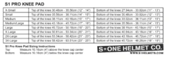 S-One Pro Knee Pad (Gen III) -Roller Sports S OnePadsSizeChart